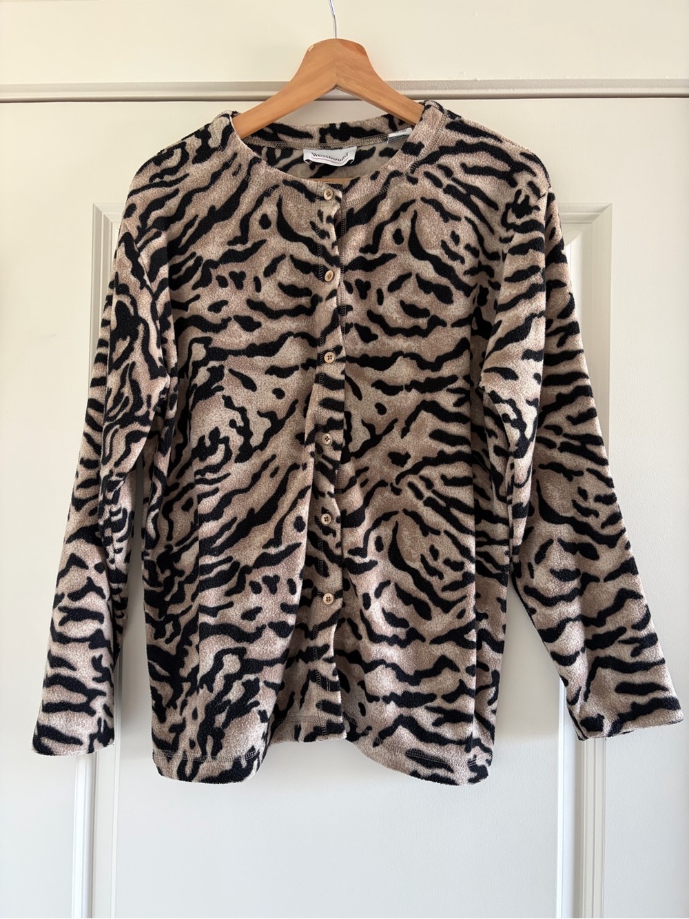 Westbound Taupe and Black Animal Print Button-Up Cardigan